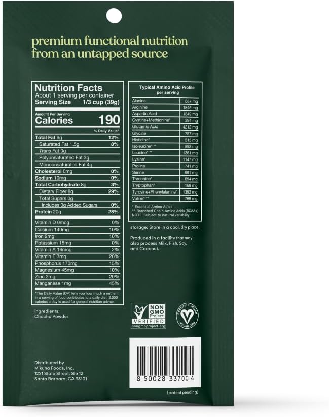 Mikuna Chocho Superfood Protein, Plant-Based Protein Powder, Travel Packs - Vegan, Gluten Free, 3g
