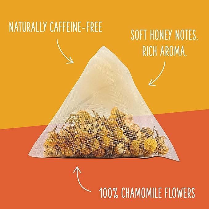 Two Leaves and a Bud Organic Chamomile Tea Bags, Naturally Caffeine Free, Whole Leaf Herbal