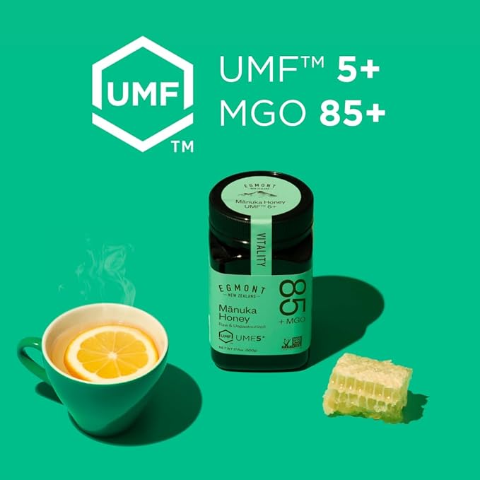 Egmont Honey Raw Manuka Honey MGO 85+ UMF 5+ 17.6oz (500g) NON-GMO, Kosher, Recycled plastic jar
