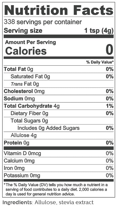 So Nourished Stevia with Allulose Sweetener Granular - 1:1 Sugar Substitute, Keto - 0 Calorie, 0