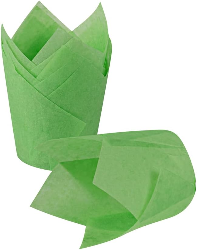 Restaurantware Panificio Premium 4 oz Green Paper Tulip Baking Cup: Paper Baking Cups Perfect for