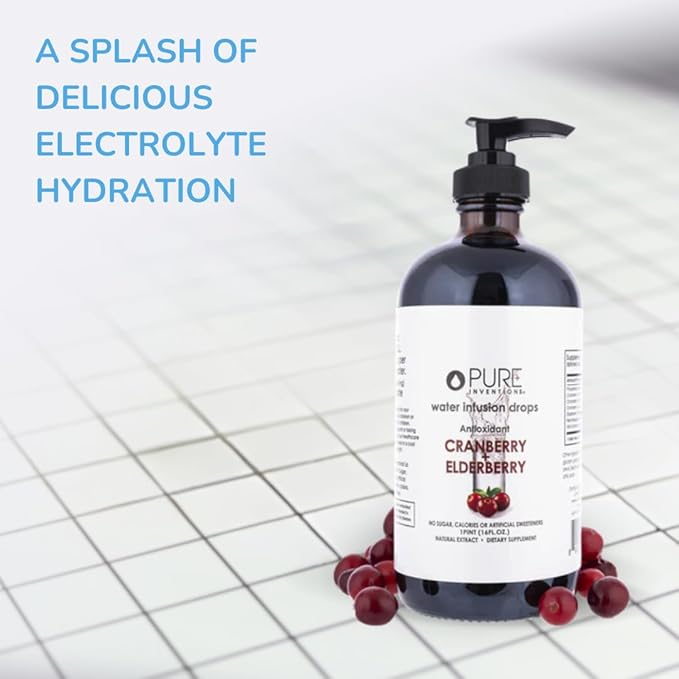 Pure Inventions - Cranberry & Elderberry Water Infusion Drops - Antioxidants & Electrolytes -Health