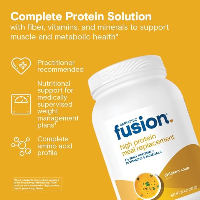 Bariatric Fusion Chicken Soup Meal Replacement 27g Protein Powder, 21 Serving Tub for Bariatric