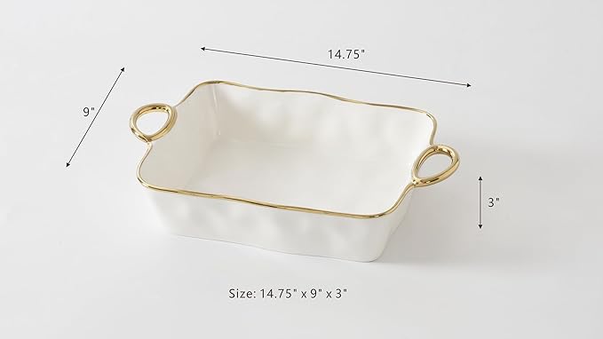 Pampa Bay Rectangular Baking Dish, Golden Handles, Kitchen, Gift