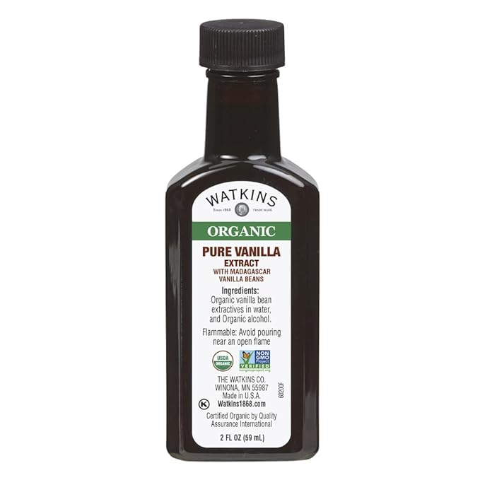 Watkins Organic Pure Vanilla Extract, with Madagascar Vanilla Beans, Non-GMO, Kosher, 2 oz. Bottle
