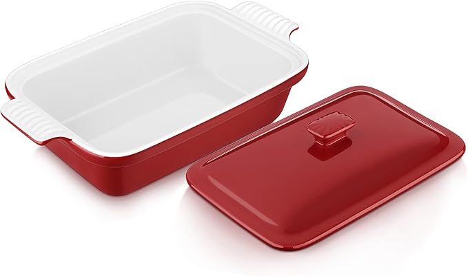 vancasso Blossom Casserole Dish With Lid, 12x7 Lasagna Pan Deep with Lid, 1.9 Quart baking dish