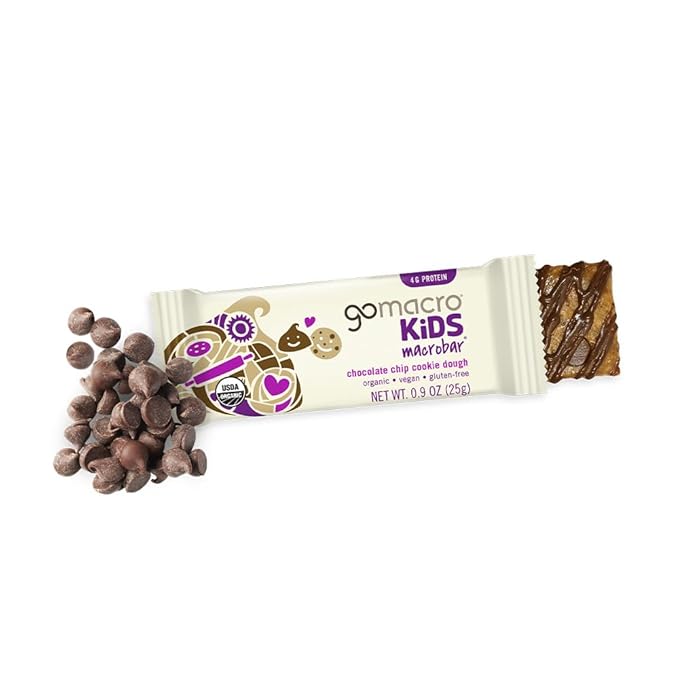 GoMacro Kids MacroBar Organic Vegan Snack Bars ??Peanut Butter Cup & Chocolate Chip Cookie Dough