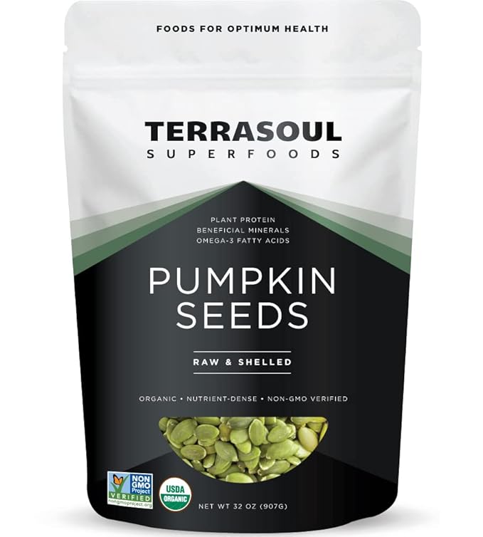 Terrasoul Superfoods Organic Pumpkin Seeds, 2 Lbs - Premium Quality, Shelled, Raw, Unsalted