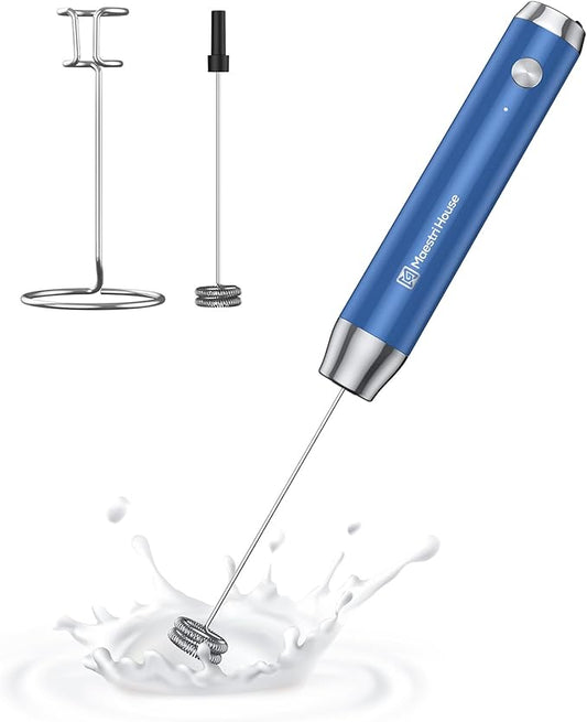 Maestri House Rechargeable Milk Frother with Stand, LunaFro Handheld Electric Foam Maker Waterproof