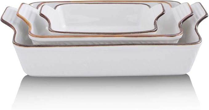 KOOV Bakeware Set, Ceramic Baking Dish Set, Rectangular Casserole Dish Set, Lasagna Pans for