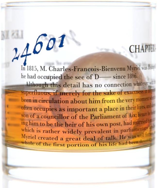 Well Told Classic Literature Rocks Glass - Les Misérables - Old Fashioned Whiskey Glass Gift for
