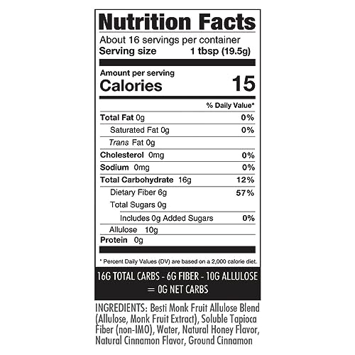 Wholesome Yum Cinnamon Zero Sugar Honey Substitute (Keto) - Natural Sugar Free Honey Alternative