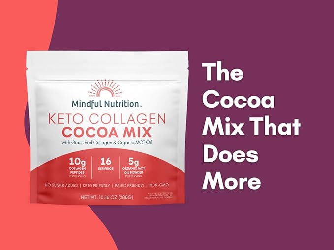 Mindful Nutrition Keto Protein Cocoa Mix with Collagen Peptides Powder & Organic MCT Oil Friendly