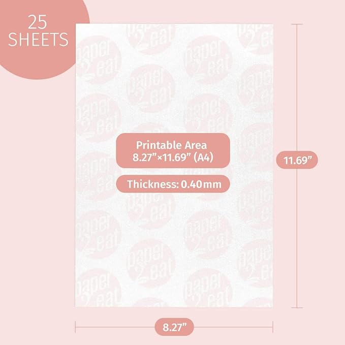 Printable Edible Wafer Paper Sheets from paper2eat (Standard Plus (0.40 mm - 25 sheets))