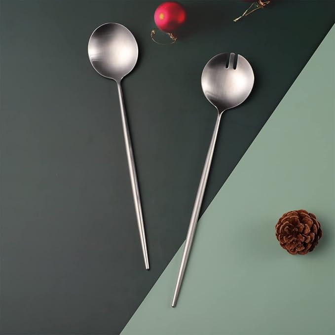 Salad Servers,Spoon and Fork Set 11.41 inch,18/10 Stainless Steel Salad Serving Titanium Plating