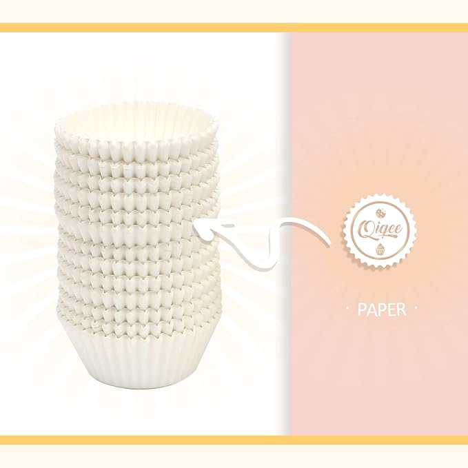 qiqee 600 Count Large Size Cupcake Liners White Muffin Liners Food Grade Jumbo Baking Cups Paper No