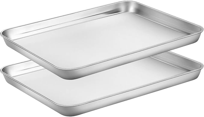 Baking Sheets Set of 2, HKJ Chef Cookie Sheets 2 Pieces & Stainless Steel Baking Pans & Toaster