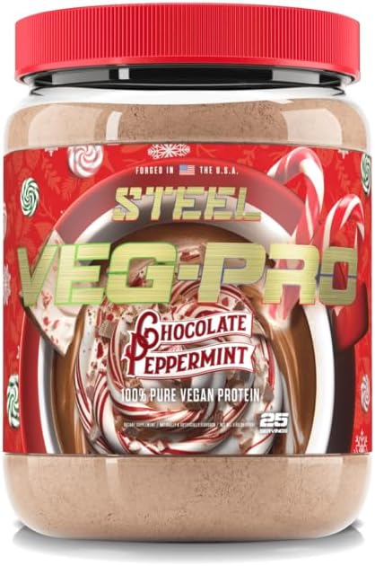 Steel Supplements Veg-PRO | Vegan Protein Powder, Chocolate Peppermint | 25 Servings (1.65lbs) |