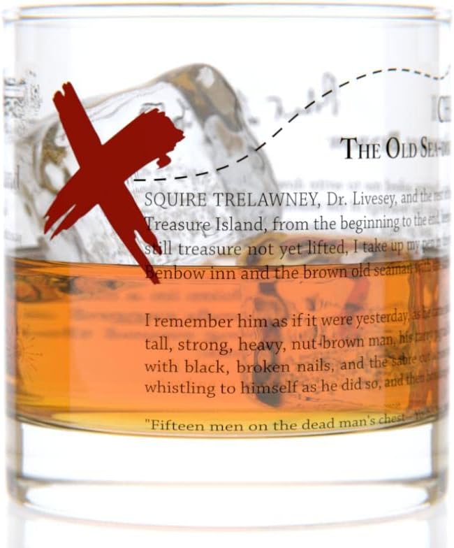Well Told Classic Literature Rocks Glass - Treasure Island by Robert Louis Stevenson - Old