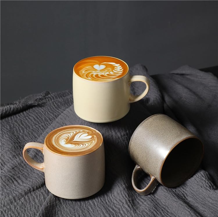 12oz Japanese Style Minimalistic Asian Rustic Reactive Glaze Ceramic Pottery Coffee Mug, Lead-Free