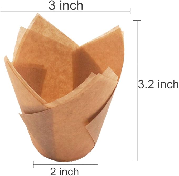 150pcs Tulip Cupcake Liners Natural Baking Cups Muffin Paper Liner Grease-Proof Wrappers for