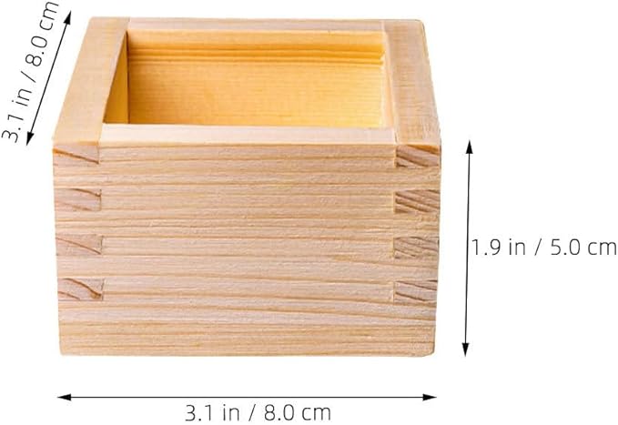 Sake Cup Wooden Box: Japanese Saki Cup Holder Box Square Drinkware Glasses Bottle Container for
