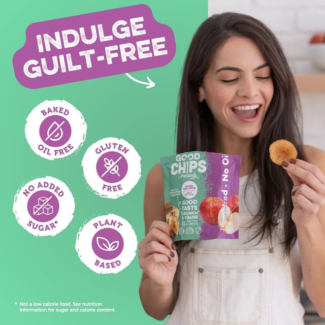 Good Chips Baked Crunchy Apple - Crispy, Oil Free, Healthy, Naturally Sweet Dried Fruit Snacks