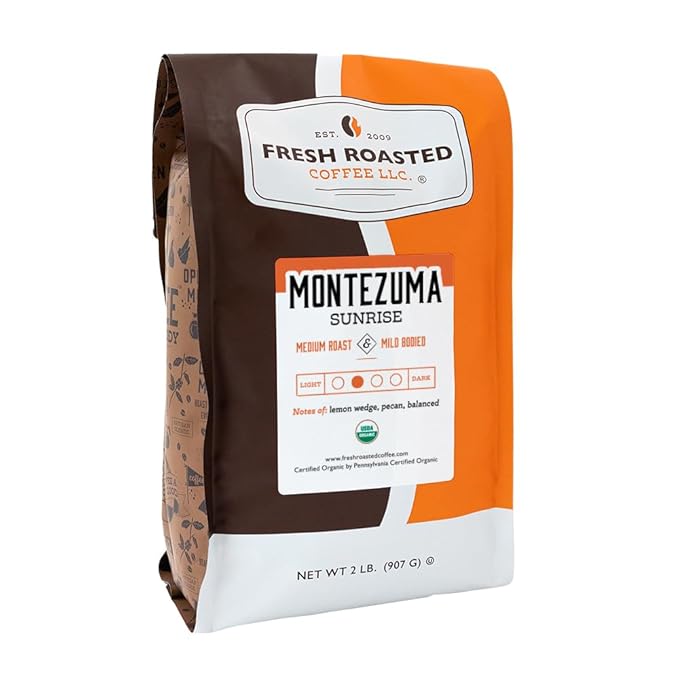 Fresh Roasted Coffee, Organic Montezuma Sunrise| USDA Organic, Kosher | Medium Roast 2 lb (32 oz)