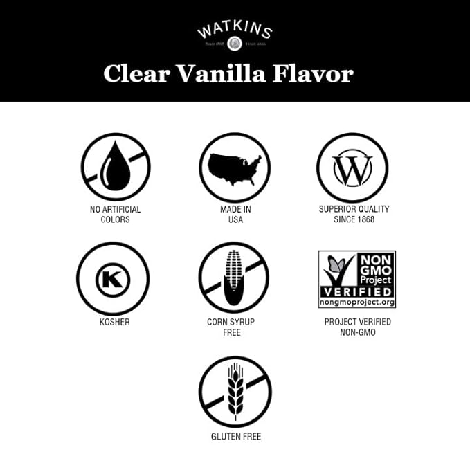 Watkins Clear Vanilla Flavor, 2 Fl. Oz. (Pack of 12) (Packaging may vary)