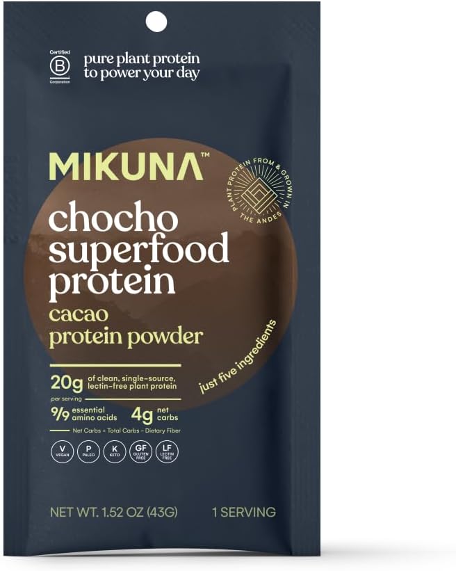 Mikuna Chocho Superfood Protein, Plant-Based Protein Powder, Travel Packs - Vegan, Gluten Free, 3g