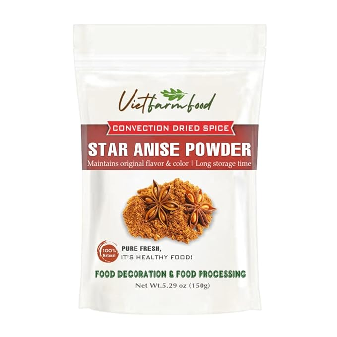STAR ANISE POWDER 5.29 Oz (150g) VIETFARMFOOD: Natural pure, convection dried seasoning made from