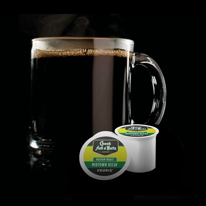 Chock full o’Nuts Midtown Decaf Keurig K-Cup Pods for Keurig Brewers – Premium Arabica, Medium