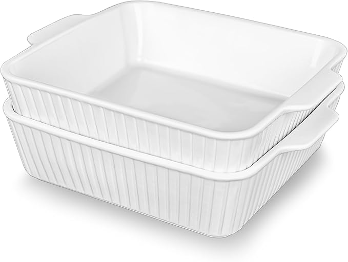 Casserole Dishes for Oven, 10'' Square Casserole Baking Dish, 2 Pack Ceramic Baking Dishes