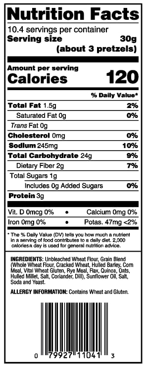 Unique Snacks - Multi Grain Splits Pretzels, Homestyle Baked, Certified OU Kosher and non-GMO, 11