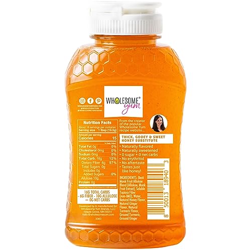 Wholesome Yum Turmeric Ginger Zero Sugar Honey Substitute (Keto Honey) - Natural Sugar Free Honey