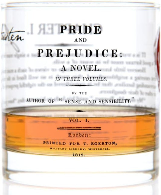 Well Told Classic Literature Rocks Glass - Pride and Prejudice by Jane Austen - Old Fashioned