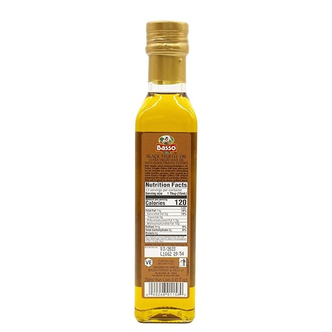 BASSO 1904 - Black Truffle Oil, Large Bottle 8.5oz (250 ml), High Concentrate, Great for Cooking