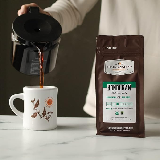 Fresh Roasted Coffee, Organic Honduran Marcala | USDA Organic, 100% Single Origin, Kosher | Medium