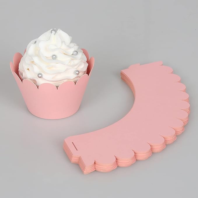 KPOSIYA Set of 100 Artistic Bake Cake Cups Filigree Little Vine Lace Laser Cut Cupcake Wrapper