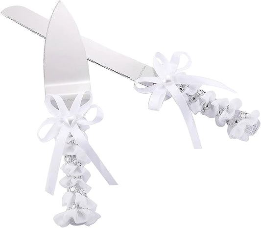 TANG SONG Elegant Stainless Steel Wedding Cake Knife and Serving Set Resin Plastic Handle with