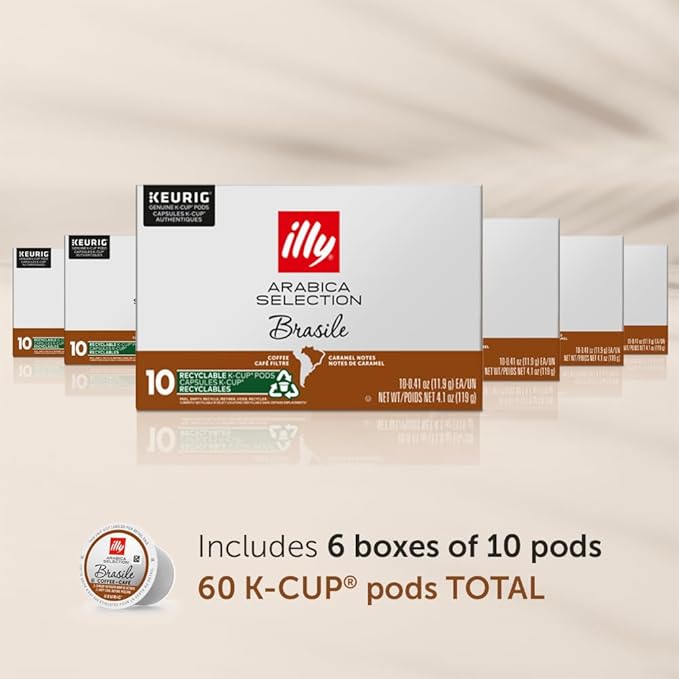 Illy Coffee K Cups - Pods For Keurig Machines – Brasile Bold Roast – Notes of Caramel – Intense &