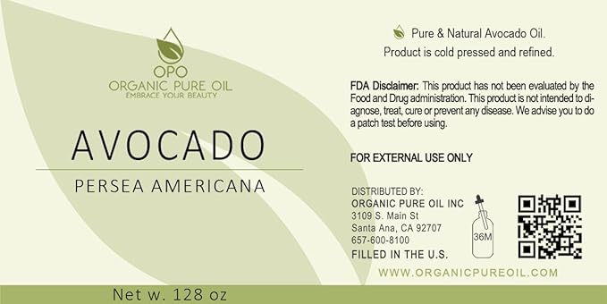 Avocado Oil - Pure, Refined, Filtered, Non-GMO, Vegan, Fair Trade, Unscented, Bulk Carrier - 128 oz