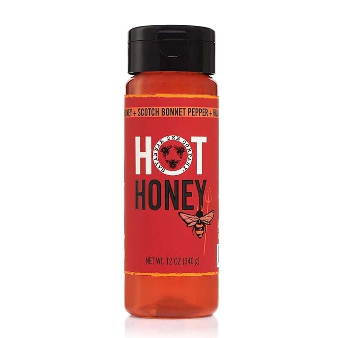 Savannah Bee Company Hot Honey Gluten Free and 100% Pure Honey Infused with Sweet Wildflower- Heat