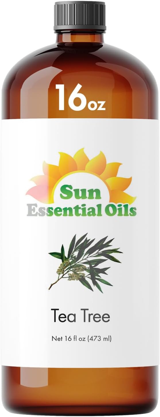 Sun Essential Oils - 16 oz Tea Tree Essential Oil for Skin, Hair, Scalp, Diffuser, Humidifier &