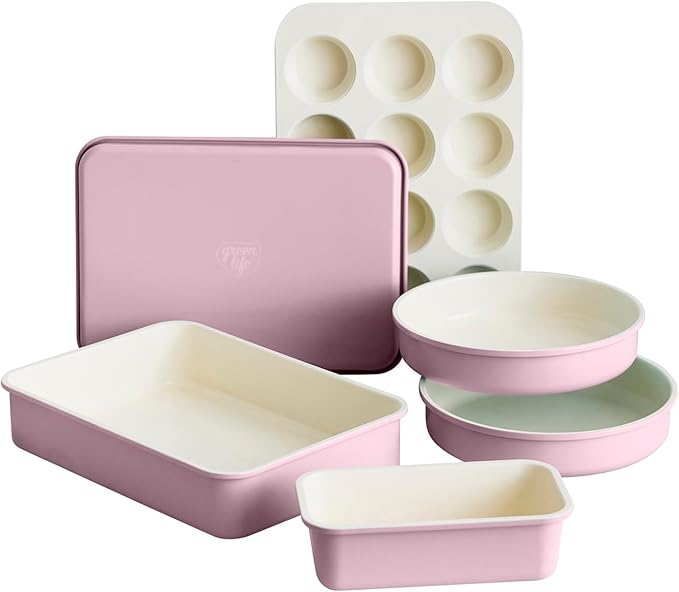 GreenLife 6 Piece Nonstick Bakeware Set, Non-Toxic PFAS-Free Ceramic Oven Pans, Dishwasher & Oven