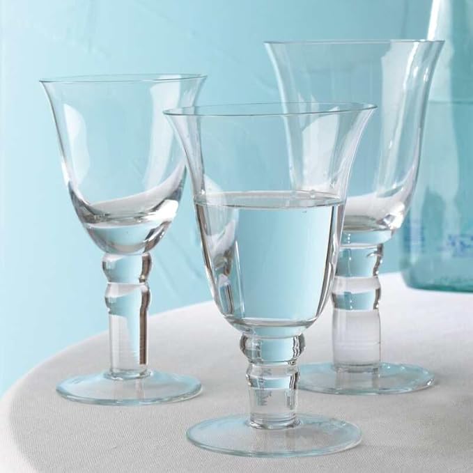 Vietri Puccinelli Iced Tea Glass 6.25" H, 12 oz Crystal Clear Stemmed Glassware, Water Goblet
