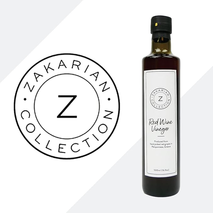Zakarian: Red Wine Vinegar - Made from Organic Greek Red Grapes - 500 ml - Intense, Refined Flavor