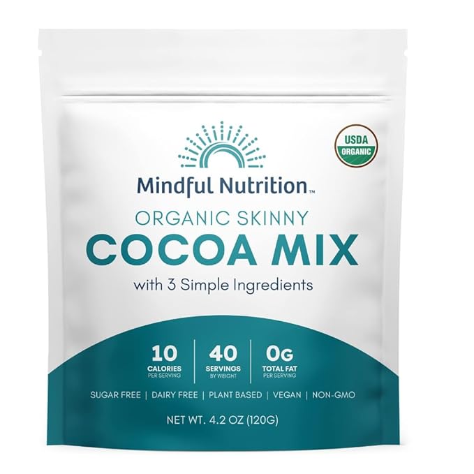 Mindful Nutrition Organic Skinny Hot Cocoa Mix - 40 Servings - Sugar Free Hot Chocolate Mix Gluten