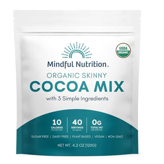 Mindful Nutrition Organic Skinny Hot Cocoa Mix - 40 Servings - Sugar Free Hot Chocolate Mix Gluten