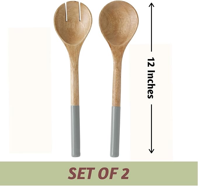 Folkulture Salad Servers or Salad Tongs, Wooden Utensils for Serving Salad, Salad Forks or Salad